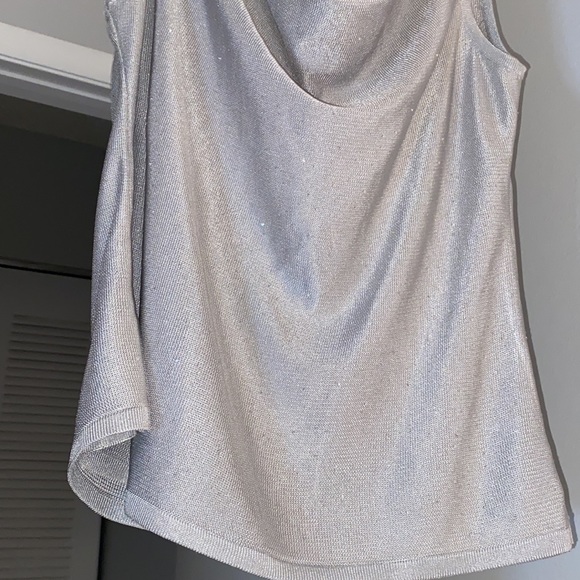 White House Black Market- Sleeveless Shimmer Silver Top - Picture 3 of 4
